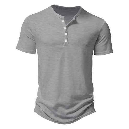 Herren nan Kurzarmshirt im Henleystil aus Slub-Baumwolljersey mit kurzer Knopfleiste EB