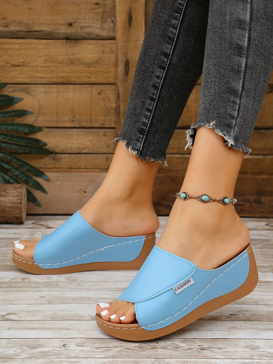 Damen Wedge-Pantoletten mit modischem Riemendesign und komfortablem Fußbett EB 1779863329