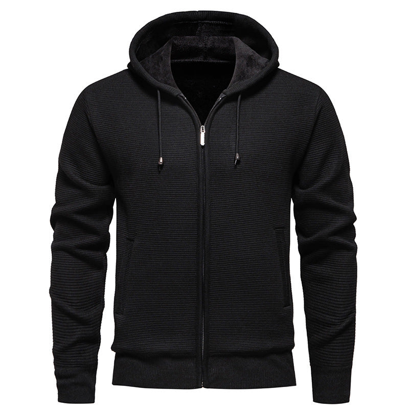 Herren moderne Kapuzenjacke mit strukturierter Oberfläche und weichem Innenfutter EB