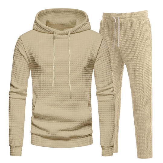 Herren Sportliches Hoodie-Set mit modischem Strukturdesign und elastischen Bündchen EB