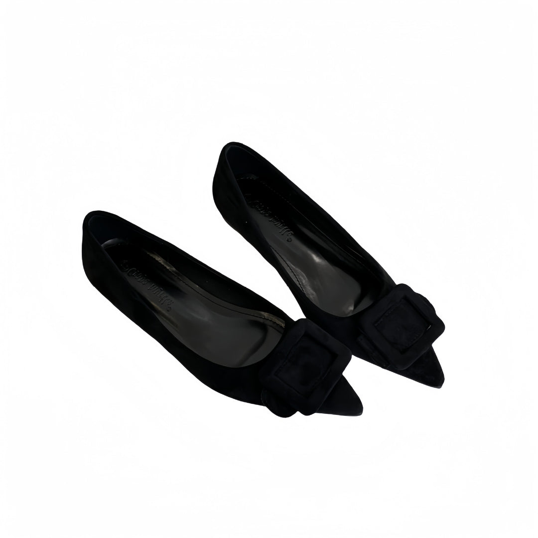 Damen elegante spitze Ballerinas mit modischem Schnallen-Detail EB