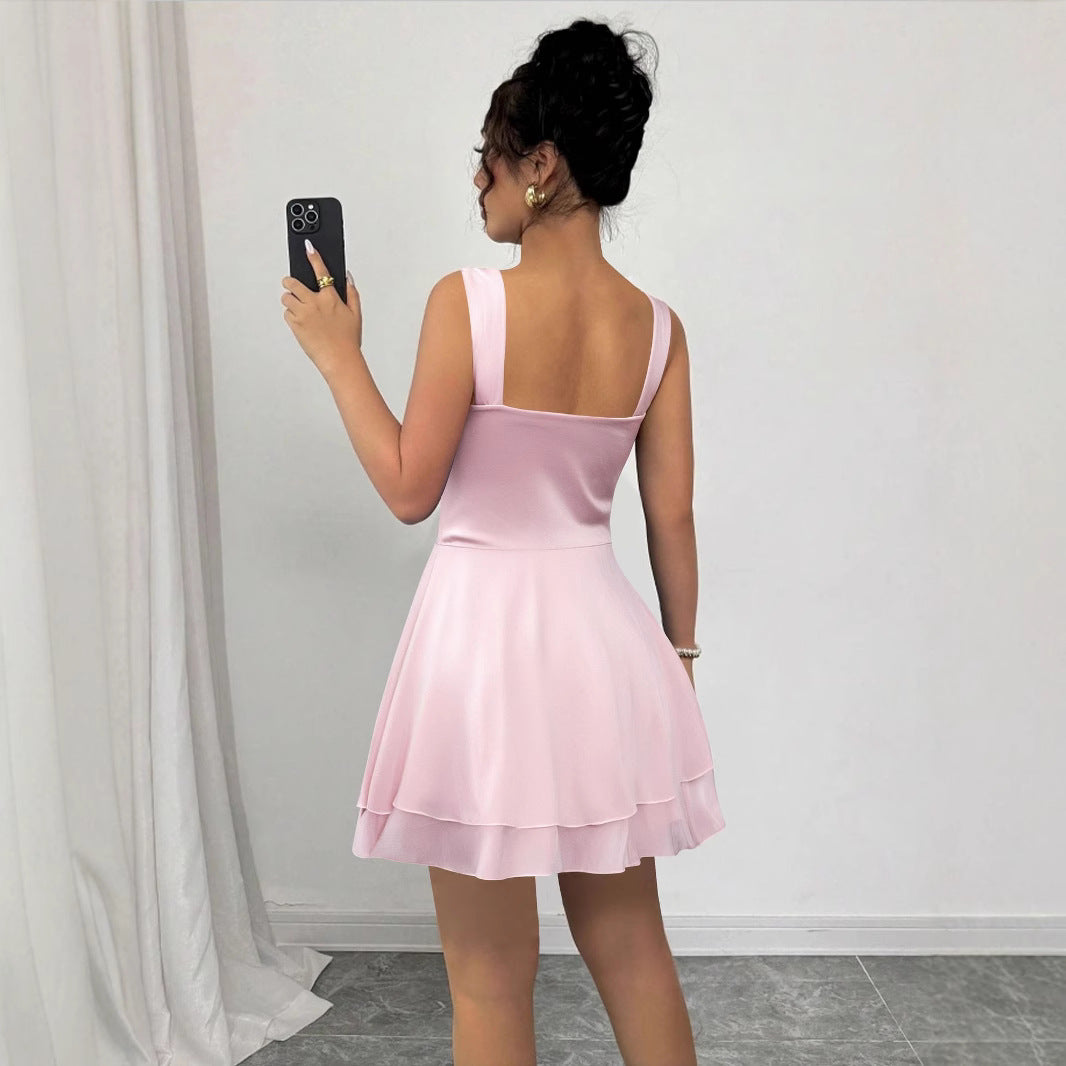 Damen Verspielt geschnittenes Sommerkleid mit Raffung und schwingendem Rock EB
