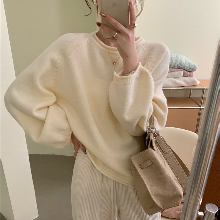 Damen Lässiger Pullover mit voluminösen Ärmeln und weichem Material EB