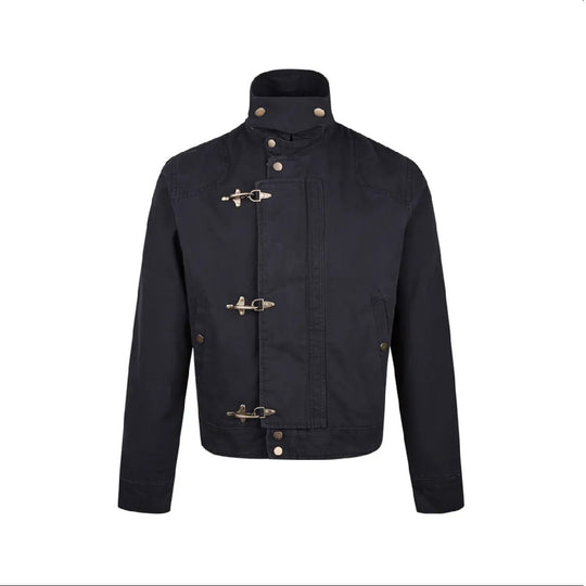 Herren modische Kurzjacke mit innovativen Schnallen und praktischem hochgeschlossenem Kragen EB