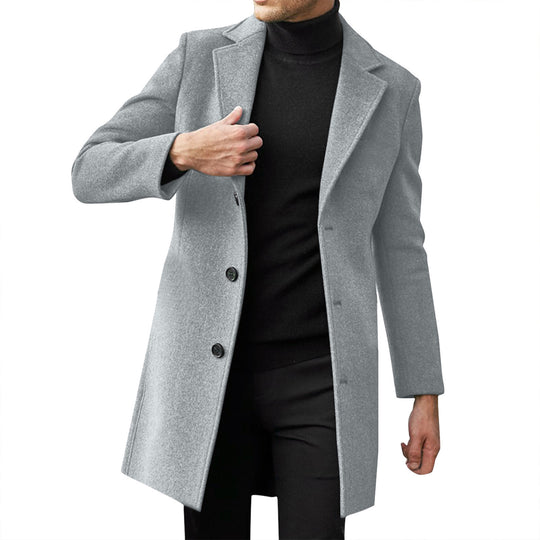 Herren nan taillierter Wollmantel mit schmaler Silhouette, klassischem Revers und verdeckter Knopfleiste EB