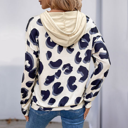 Damen lässiges Sweatshirt mit animalischem Muster und innovativem Cut-Out-Design EB