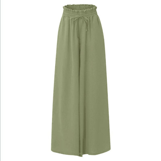 Damen Weite High-Waist-Hose mit elastischem Bund und praktischen Taschen EB