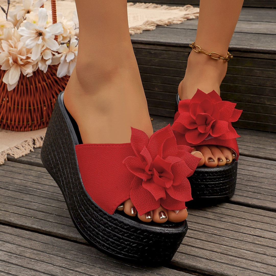 Damen Wedge-Pantoletten mit floralem Design und rutschfester Sohle EB