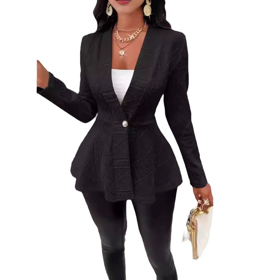 Damen elegante Blazerjacke mit strukturiertem Design und taillierter Silhouette EB