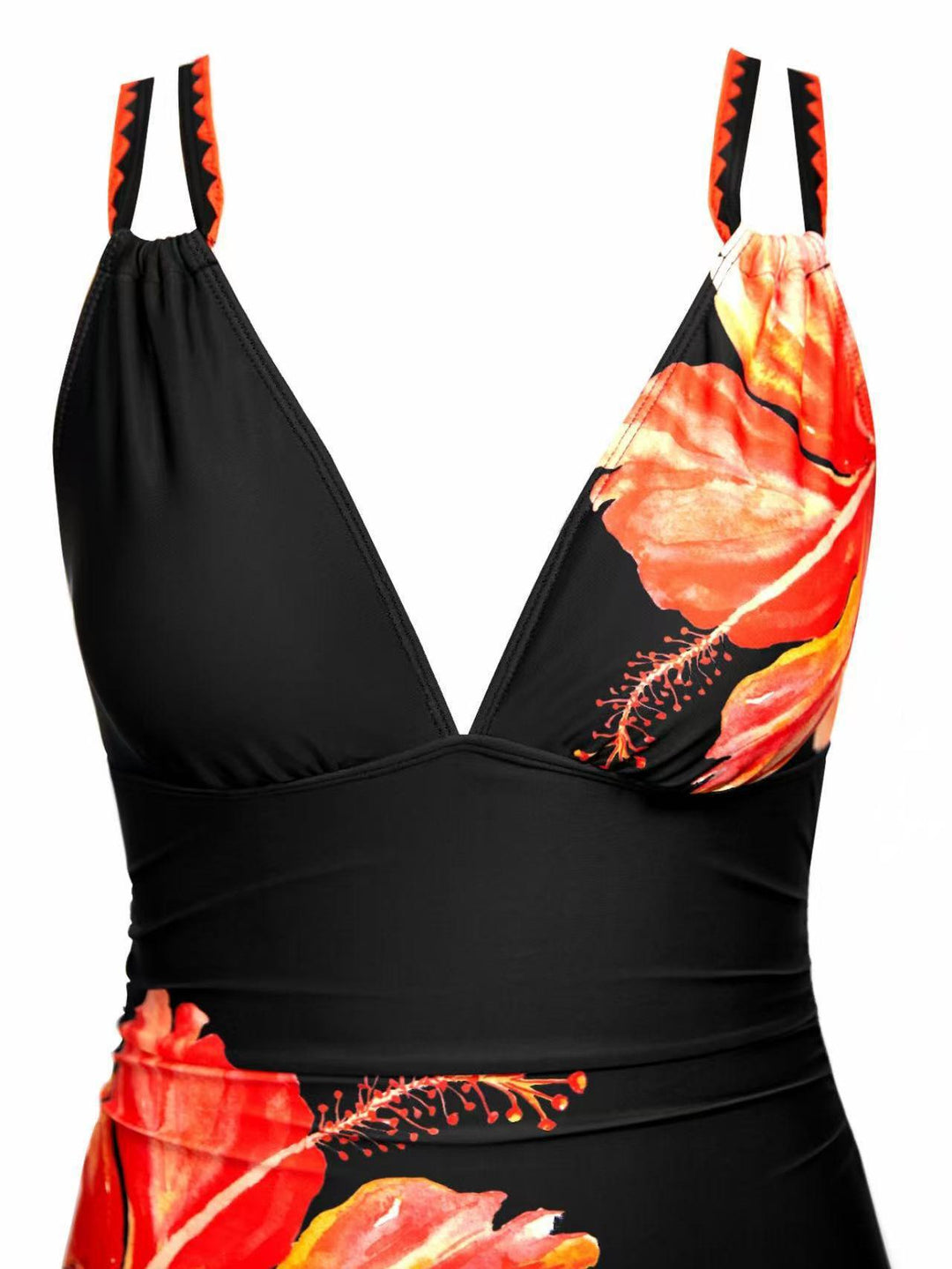 Damen Eleganter Badeanzug mit Blumenapplikationen EB