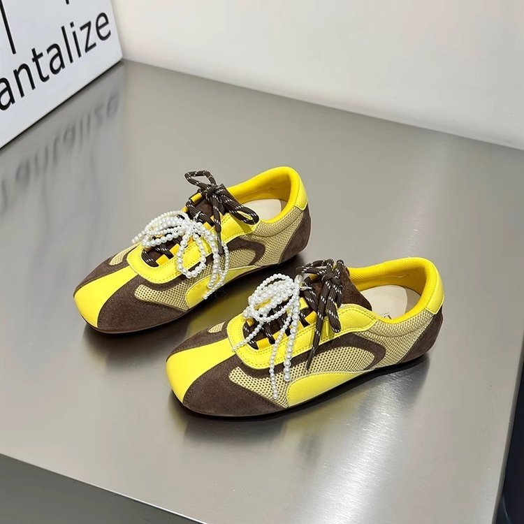 Damen modische Sneakers mit elegantem Sportdesign und hochwertigem Materialmix EB