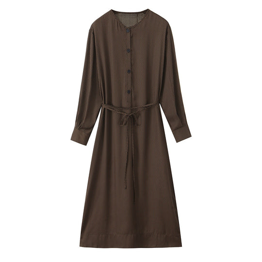 Damen Midikleid mit Knopfleiste und taillierbarem Gürtel EB
