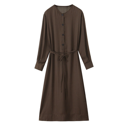 Damen Midikleid mit Knopfleiste und taillierbarem Gürtel EB