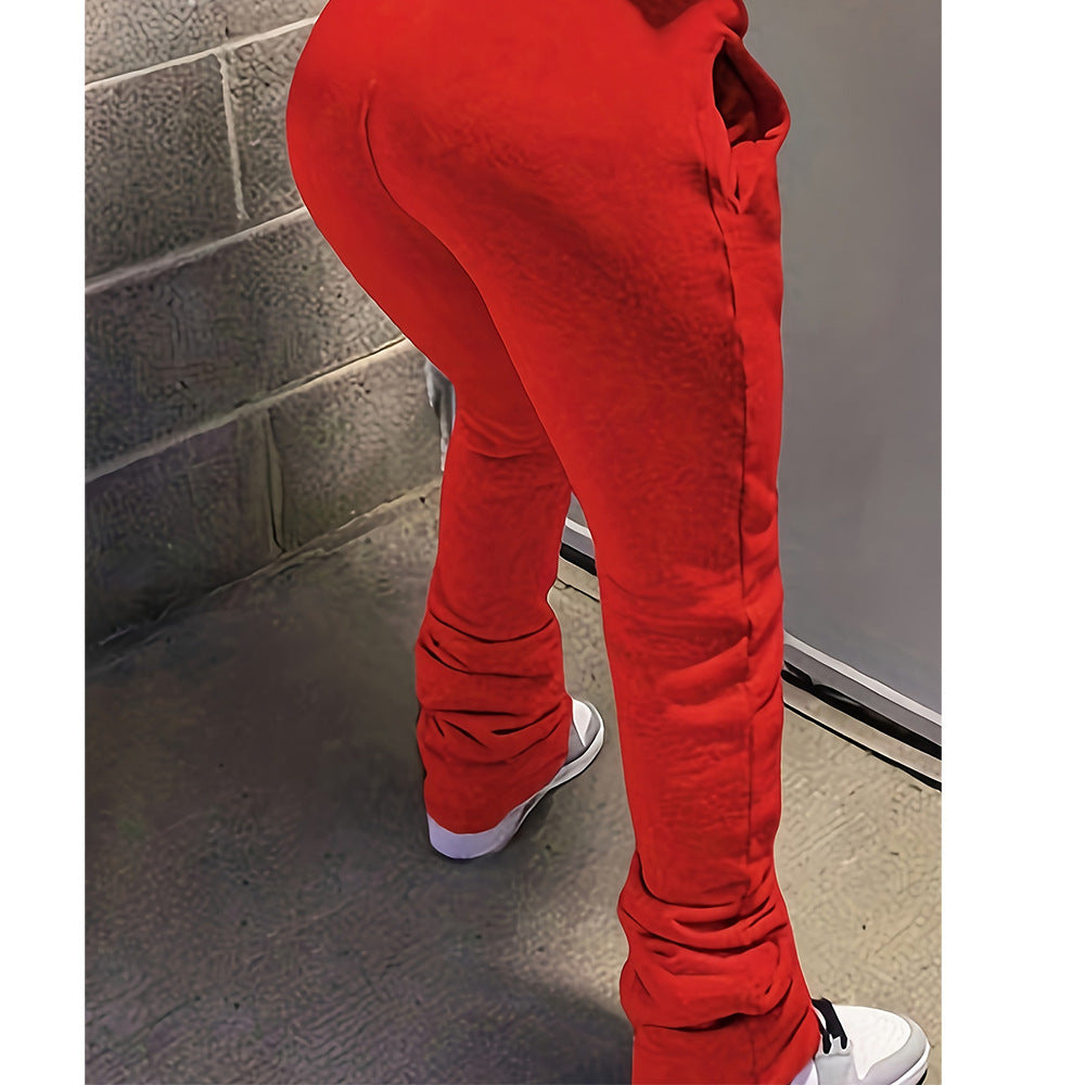 Damen nan figurbetonte Highwaist-Stretch-Sweathose mit gerafften Knöchelabschlüssen und Eingrifftaschen EB