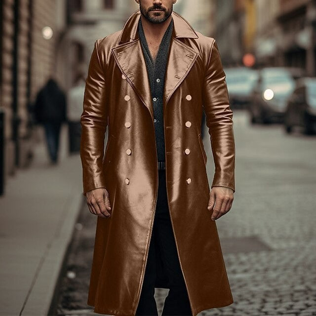Herren eleganter und glänzender Trenchcoat EB