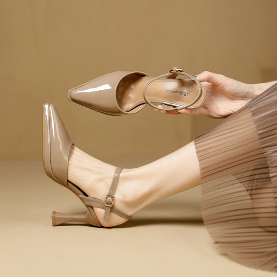 Damen Slingback-Pumps mit spitzem Design und dekorativem Riemen EB