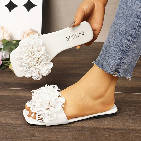 Damen Sandalen mit aufwendigen Blumenverzierungen EB