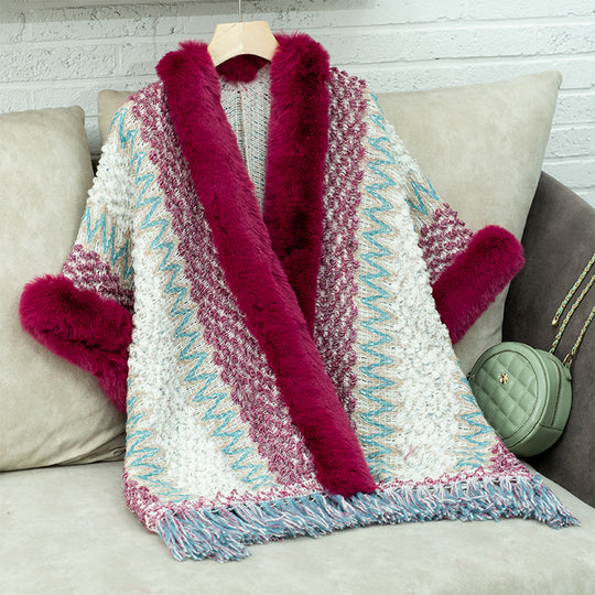 Damen Kuschelige Strickjacke mit luxuriösem Kunstfellbesatz EB
