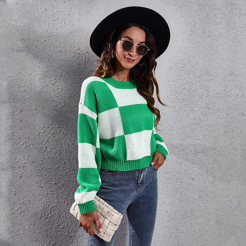 Damen Lässiger Pullover im modernen Karomuster EB