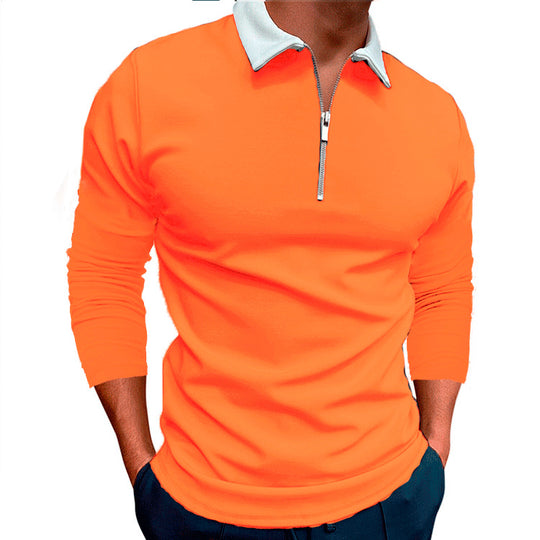 Herren sportlicher Pullover mit 1/4 Reißverschluss und kontrastierendem Kragen EB