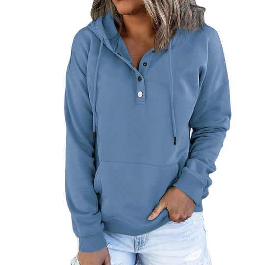 Damen Kapuzenpullover mit modischem Knopfdetail EB
