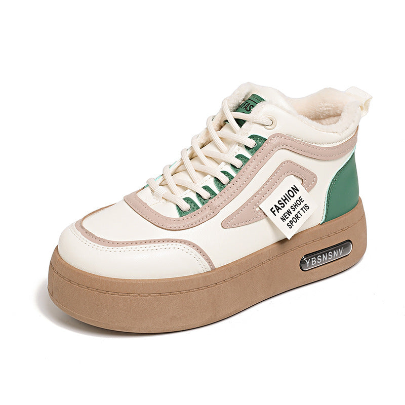 Damen modische High-Top Sneakers mit warmem Innenfutter und robuster Profilsohle EB