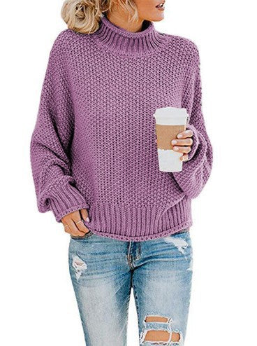 Damen Grobstrickpullover mit Rollkragen und lässigem Schnitt EB