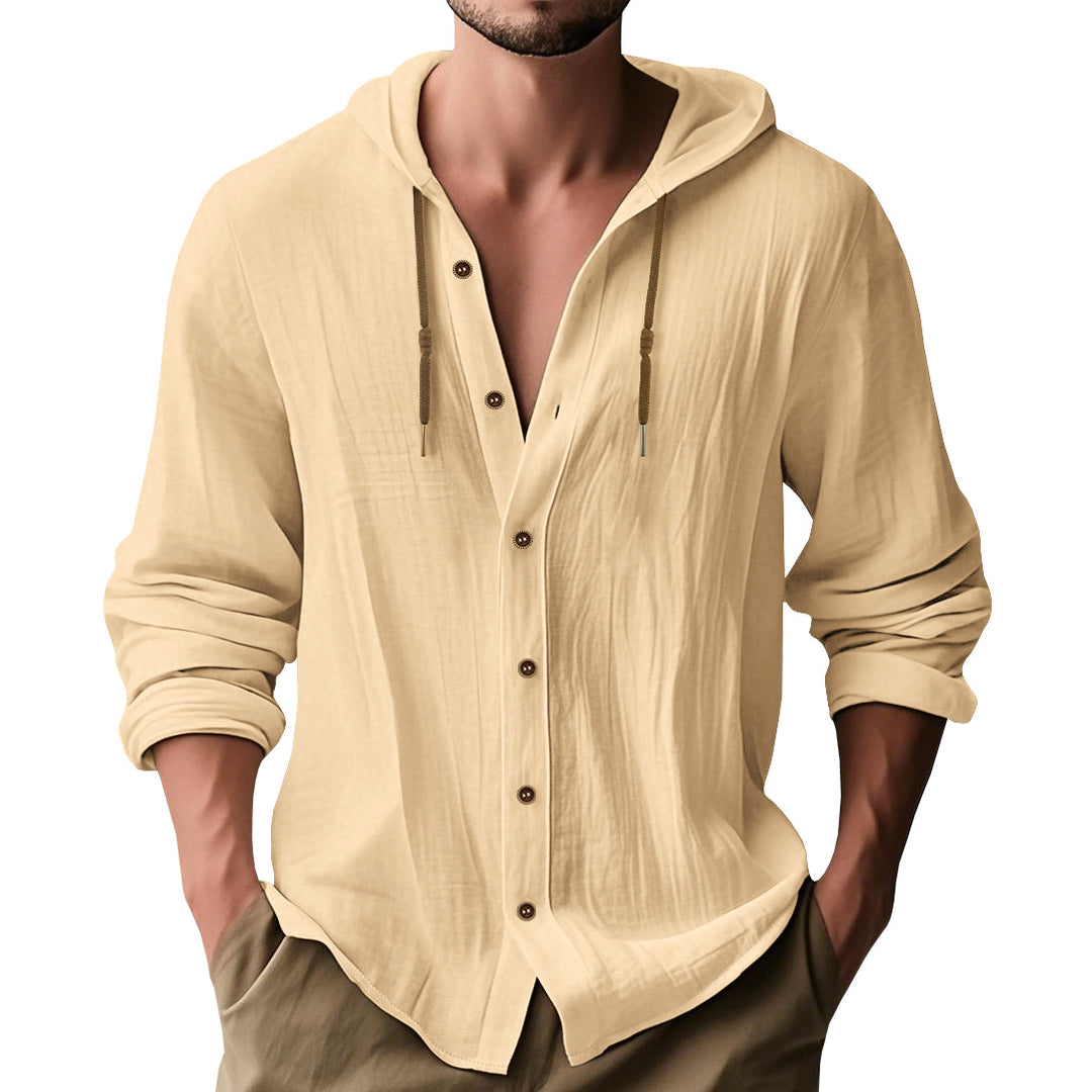 Herren lässiges Hemd mit Kapuze und Knopfdetails EB