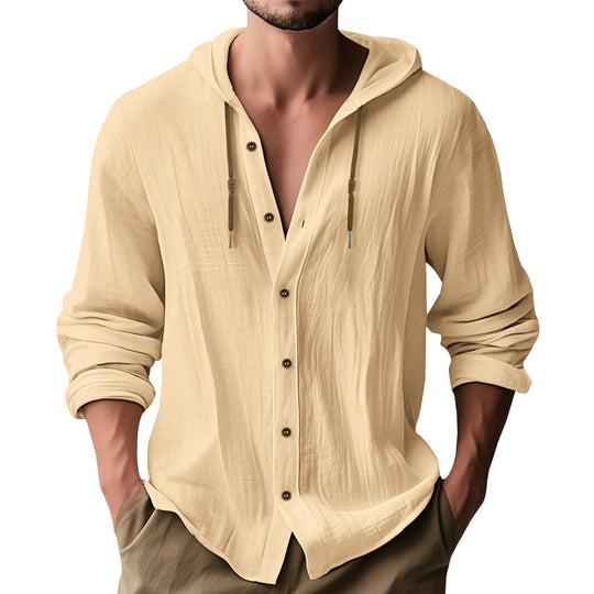 Herren lässiges Hemd mit Kapuze und Knopfdetails EB