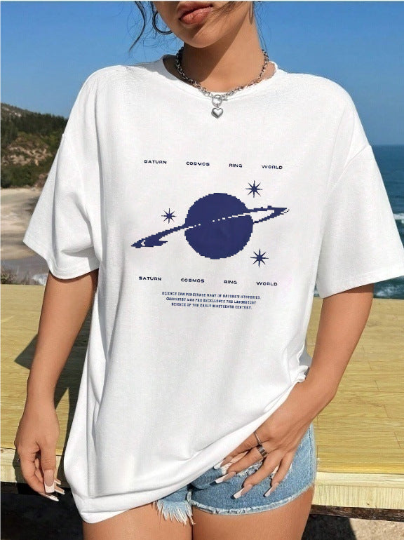 Damen T-Shirt mit kreativem Katzenmotiv und verspielter Schleife EB