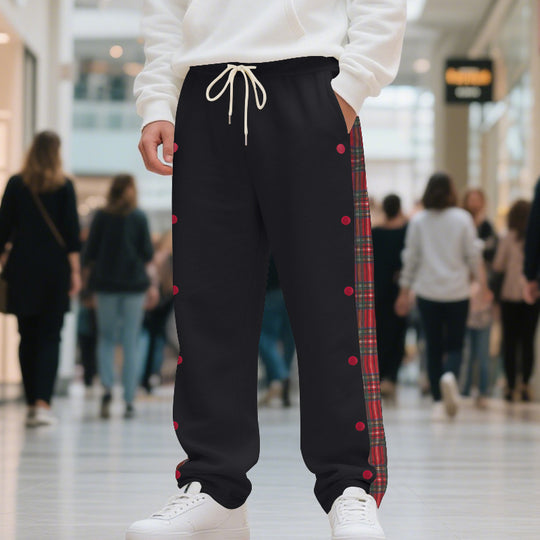 Herren Jogginghose mit seitlichen Knöpfen und pattern akzenten EB