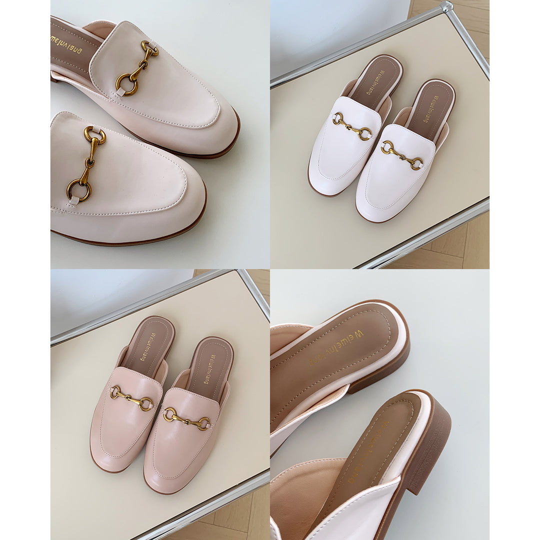 Damen modische Mules mit elegantem Schnallen-Detail EB