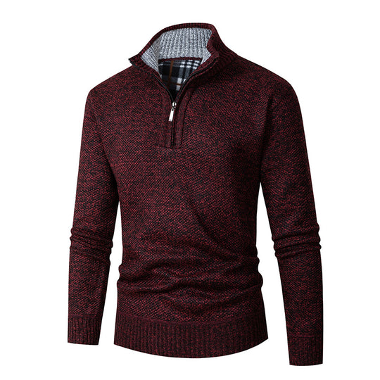Herren kuscheliger Strickpullover mit halbem Reißverschluss EB