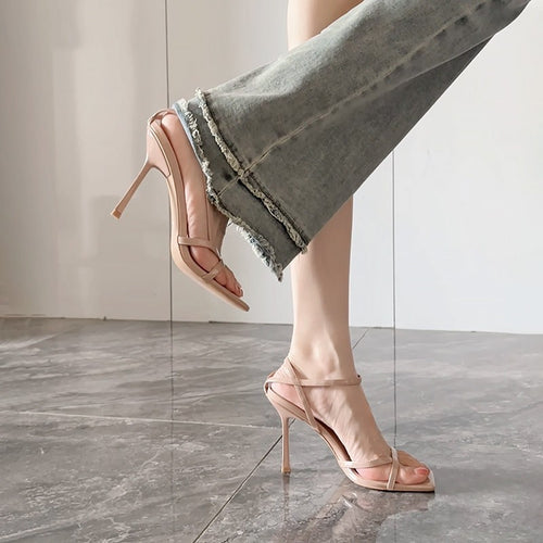 Damen elegante Slingback-Sandalen mit stiletto Absatz EB