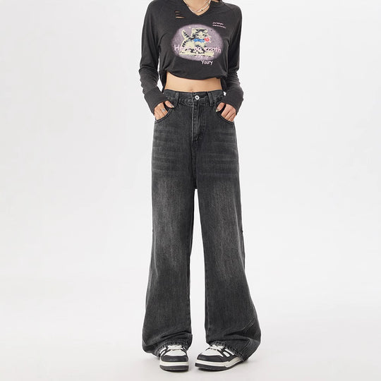 Damen Weite Jeans mit hohem Bund und moderner Waschung EB