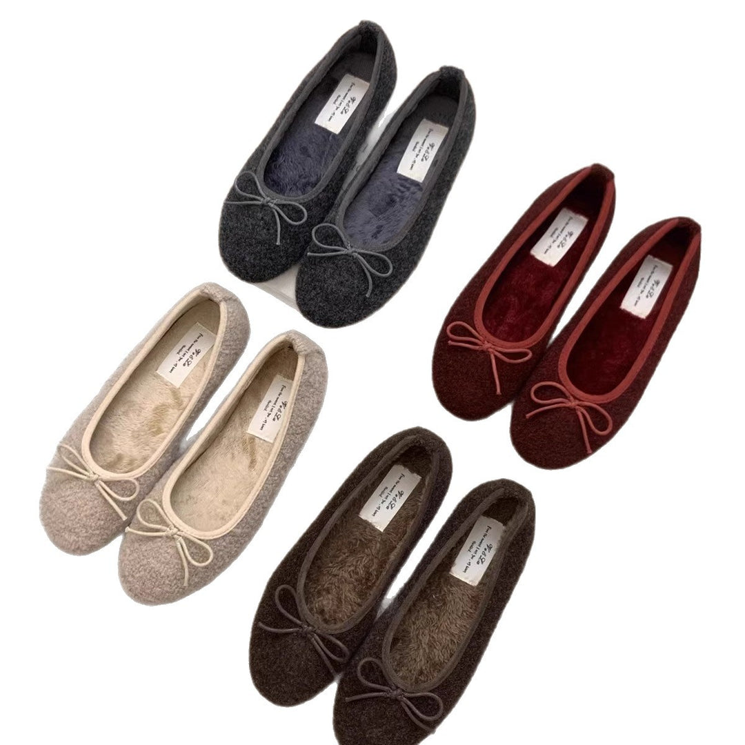 Damen Fleece Ballerinas mit flexiblem Absatz EB