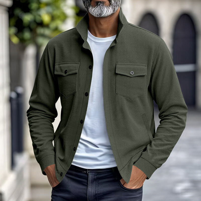 Herren lässige Oberhemdjacke mit funktionalen Taschen und strukturiertem Design EB
