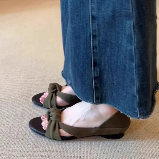 Damen Slingback-Ballerinas mit zierlichem Knotendetail und komfortabler Absatzhöhe EB