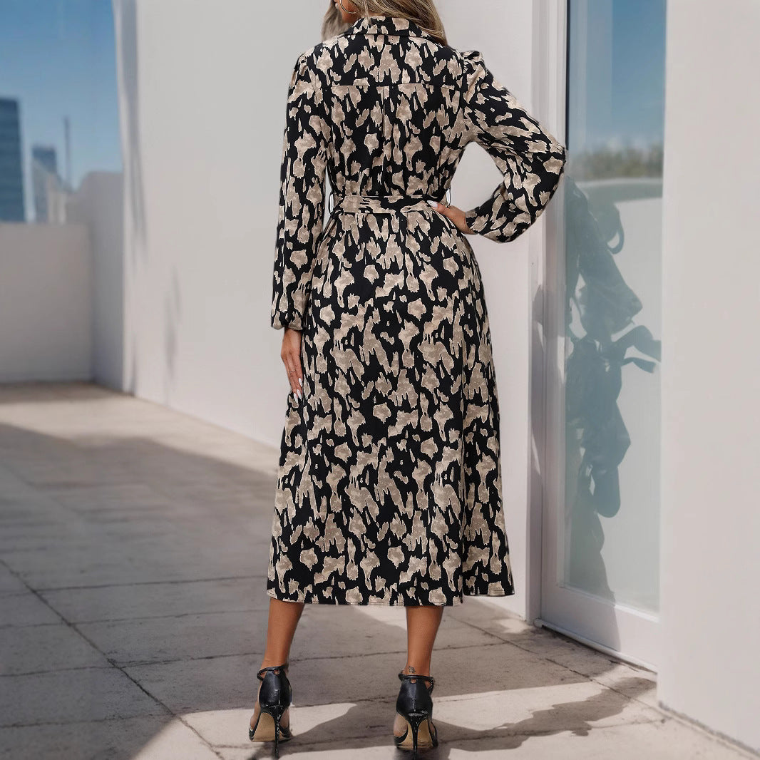Damen Maxikleid mit elegantem Taillengürtel und stylischem Schlitzdesign EB