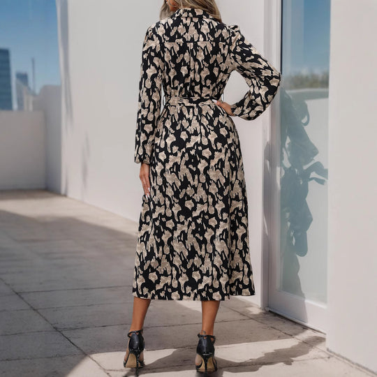 Damen Maxikleid mit elegantem Taillengürtel und stylischem Schlitzdesign EB