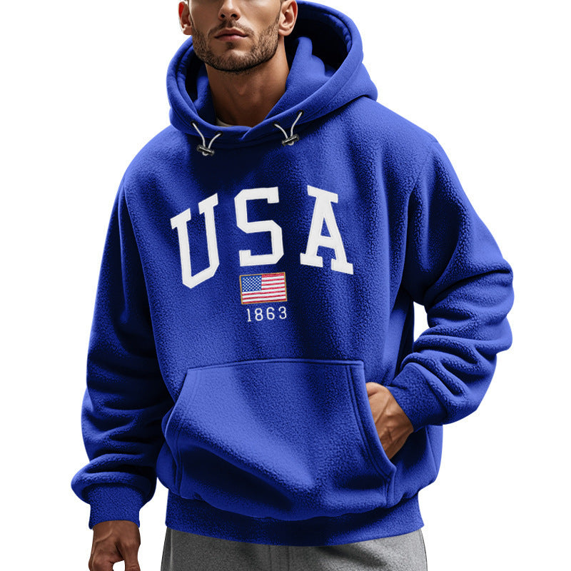 Herren Kuscheliger Fleece Hoodie mit USA-Print EB