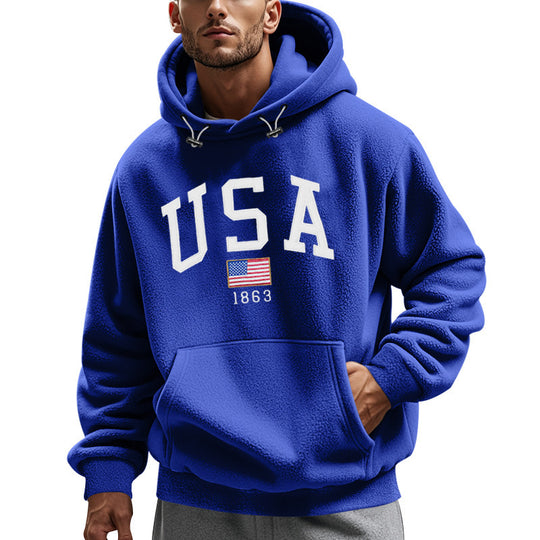 Herren Kuscheliger Fleece Hoodie mit USA-Print EB