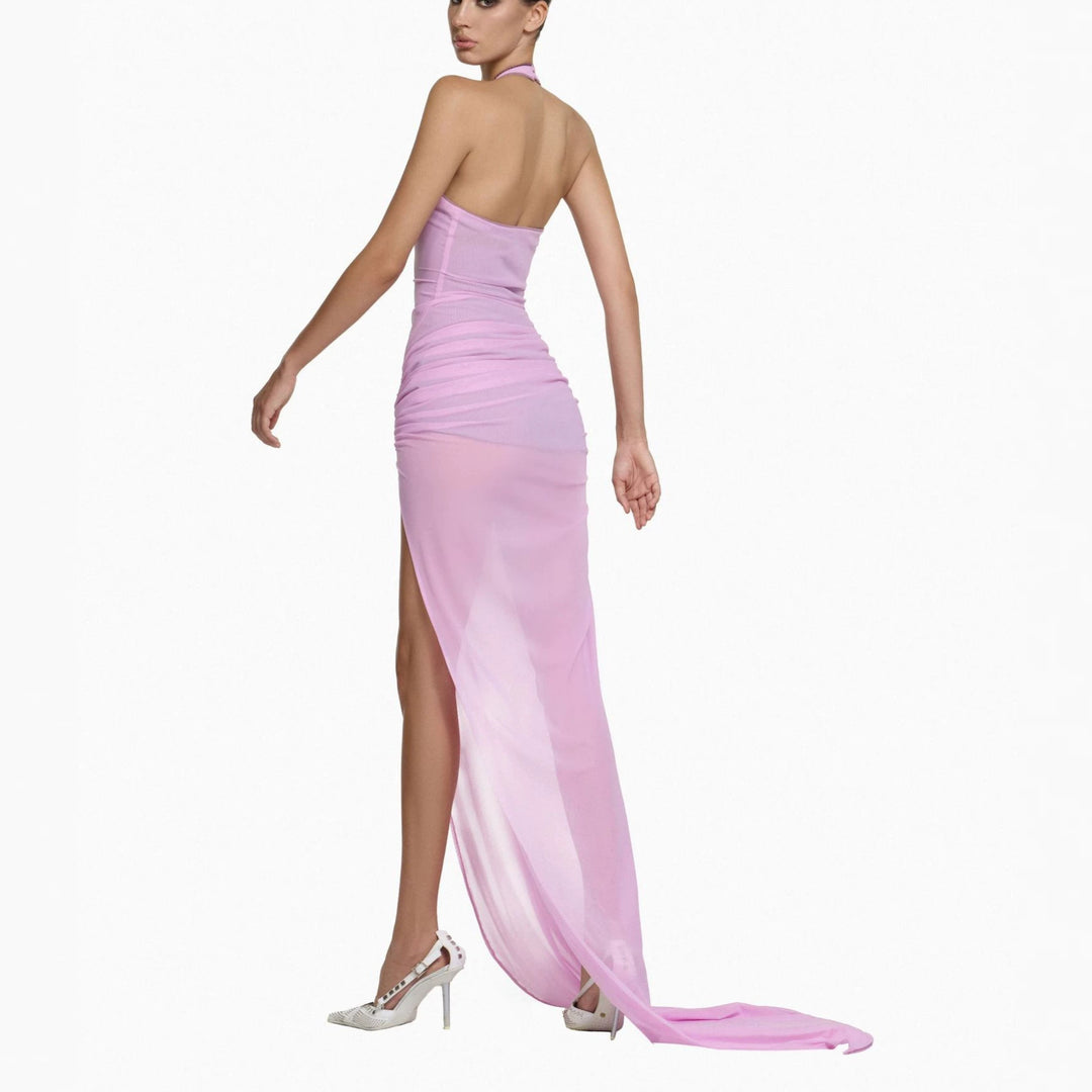 Damen Elegantes Wickelkleid mit tiefem V-Ausschnitt und Raffungen EB