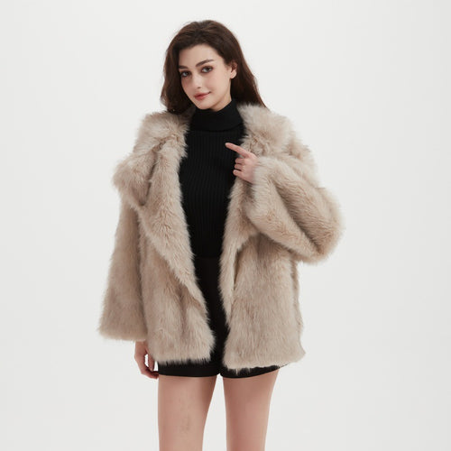 Damen Kuschliger Faux-Fur Mantel EB