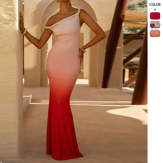 Damen figurbetontes Abendkleid mit schulterfreiem Design und seitlichem Schlitz EB