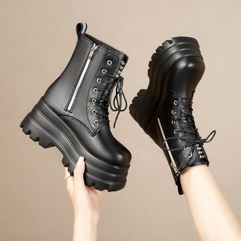 Damen Plateau-Stiefel mit robustem Sohlenprofil und hohem Absatz EB