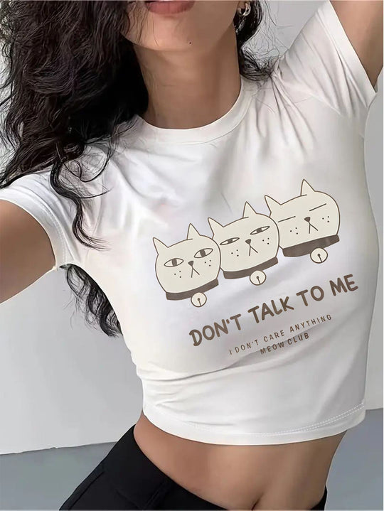 Damen Crop-T-Shirt mit inspirierendem Statementdruck EB