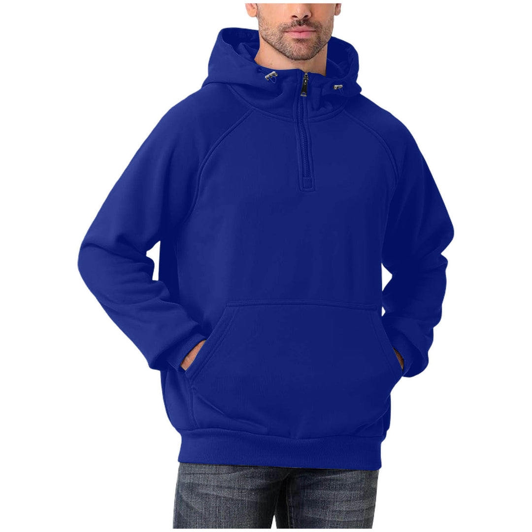 Herren nan Halbzip-Hoodie mit verstellbarer Kapuze, Kängurutasche und Raglanärmeln EB