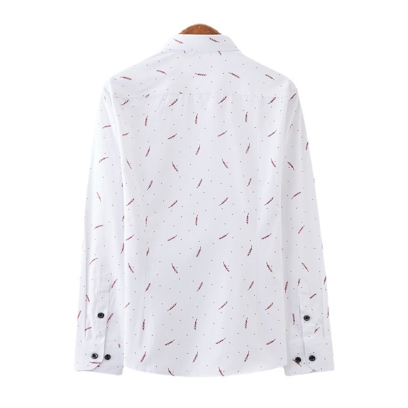 Herren nan Slim-Fit Business-Hemd mit feinem botanischem Print und Kentkragen EB