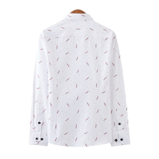 Herren nan Slim-Fit Business-Hemd mit feinem botanischem Print und Kentkragen EB